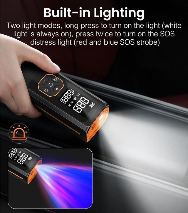 Alt view image 7 of 7 - Tire Inflator Portable Air Compressor,USB 5V 8000mAh Battery 150 PSI Cordless Tire Pump Electric Air Pump for Car Tires,Fits Car/Truck/Motorcycle/Balls/Bicycles