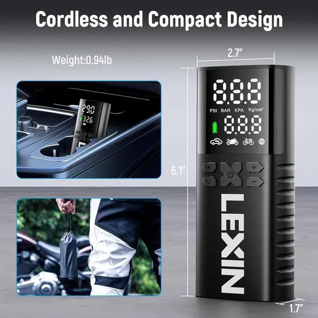 Alt view image 5 of 7 - P4 Tire Inflator Portable Air Compressor, 150PSI Electric Air Pump for Car Tires, w/Pressure Gauge&LED Light, 4000mAh Cordless Smart Pump for Car/Motorcycle/Bike/Bicycle/Scooter/Ball/Inflatable