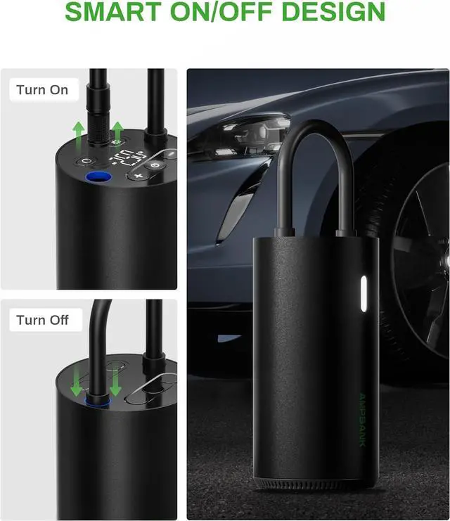 Alt view image 3 of 7 - Tire Inflator Portable Air Compressor, AT004 Smart Air Pump for Car Tires, Auto Tire Inflator 150PSI with Pressure Gauge & LED Screen, 2X Faster Air Compressor for Car, Motorcycle, Bike, Ball