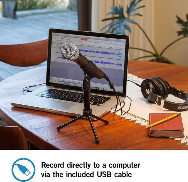 Alt view image 4 of 7 - Technologies Q2U USB/XLR Dynamic Microphone Recording and Podcasting Pack (Includes Mic Clip, Desktop Stand, Windscreen and Cables), Silver