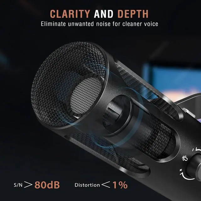 Alt view image 2 of 7 - XLR Dynamic Microphone for Podcast Streaming, USB/XLR Studio Microphone, PC Streamer Mic All Metal with Mute Button, Headphone Jack, for Vocal Voice Over Music Recording-AmpliTank Tank3