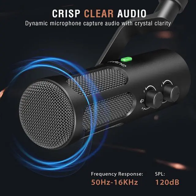Alt view image 3 of 7 - XLR Dynamic Microphone for Podcast Streaming, USB/XLR Studio Microphone, PC Streamer Mic All Metal with Mute Button, Headphone Jack, for Vocal Voice Over Music Recording-AmpliTank Tank3