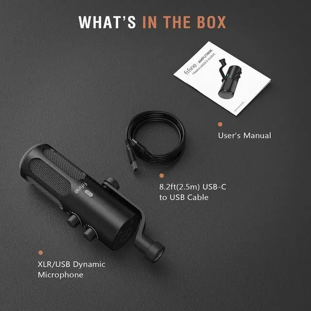 Alt view image 7 of 7 - XLR Dynamic Microphone for Podcast Streaming, USB/XLR Studio Microphone, PC Streamer Mic All Metal with Mute Button, Headphone Jack, for Vocal Voice Over Music Recording-AmpliTank Tank3