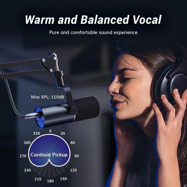 Alt view image 2 of 7 - Dynamic Microphone, USB/XLR PC Microfono with Boom Arm Stand for Podcast, Recording, Live Streaming & Gaming, XLR Cardioid Studio Mic for Music & Voice-Over with 3.5mm Headphones Jack, TD510+