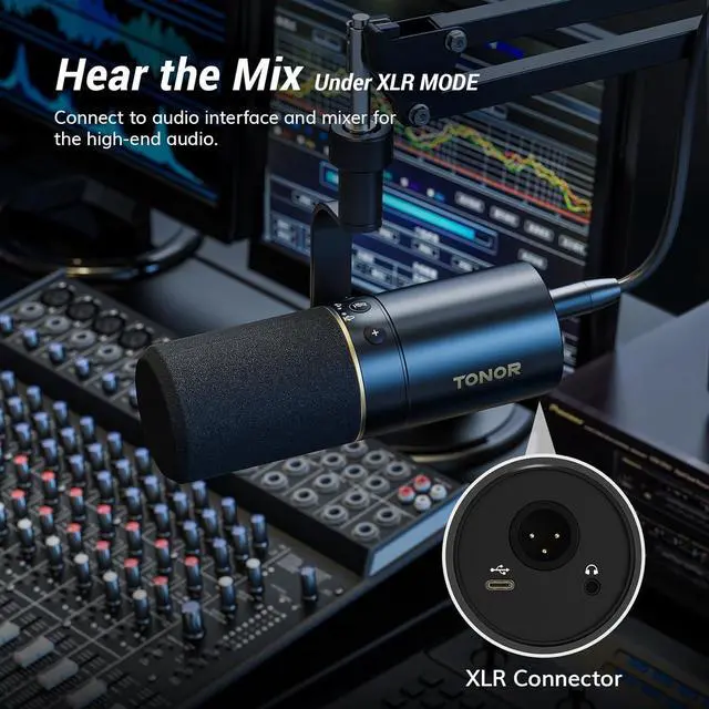 Alt view image 5 of 7 - Dynamic Microphone, USB/XLR PC Microfono with Boom Arm Stand for Podcast, Recording, Live Streaming & Gaming, XLR Cardioid Studio Mic for Music & Voice-Over with 3.5mm Headphones Jack, TD510+