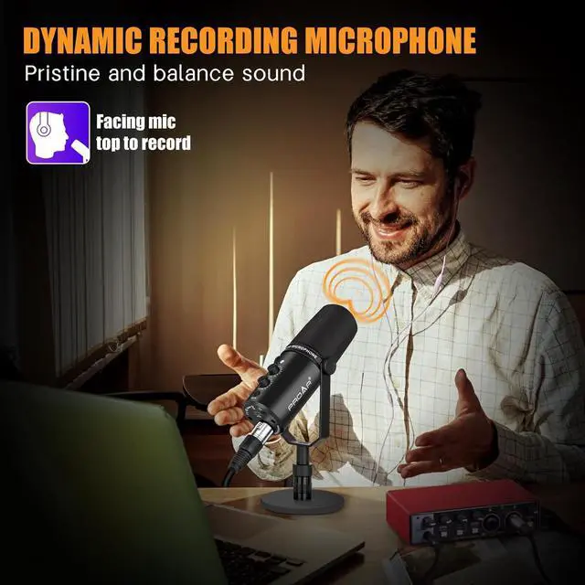 Alt view image 2 of 7 - XLR/USB Dynamic Microphone,PC Computer Microphone for Podcasting,Vocal Recording,Live Streaming,Gaming,Voice-Over,All Metal Professional Studio Mic Kit with Noise Cancelling,USB-C Port