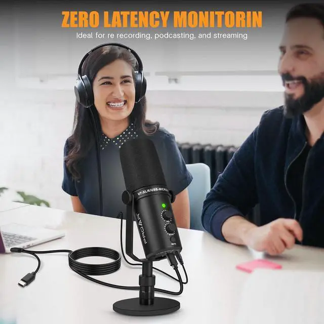 Alt view image 3 of 7 - XLR/USB Dynamic Microphone,PC Computer Microphone for Podcasting,Vocal Recording,Live Streaming,Gaming,Voice-Over,All Metal Professional Studio Mic Kit with Noise Cancelling,USB-C Port