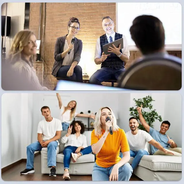 Alt view image 6 of 7 - Wireless Microphones, Professional UHF Dual Microphones for Karaoke, Wireless Dynamic Microphone System Set with Rechargeable Receiver,Plug and Play, Speech, Wedding, Church, PA System