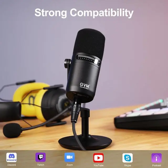 Alt view image 6 of 7 - GVM Dynamic Microphone, XLR/USB Podcast Microphone with Mute Button, Monitoring Volume Control, Headphone Jack, Cardioid Gaming Mic, Vocal Mic for PC, MAC, Recording, Studio and Singing