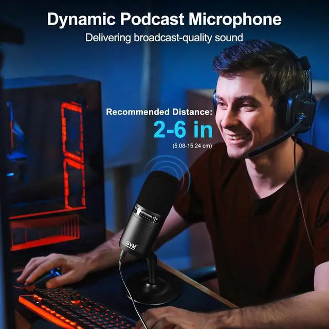 Alt view image 7 of 7 - GVM Dynamic Microphone, XLR/USB Podcast Microphone with Mute Button, Monitoring Volume Control, Headphone Jack, Cardioid Gaming Mic, Vocal Mic for PC, MAC, Recording, Studio and Singing