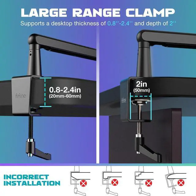 Alt view image 6 of 7 - Microphone Boom Arm Low Profile Adjustable Stick Microphone Arm Stand with Desk Mount Clamp Screw Adapter Cable Management for Podcast Streaming Gaming Studio-BM88