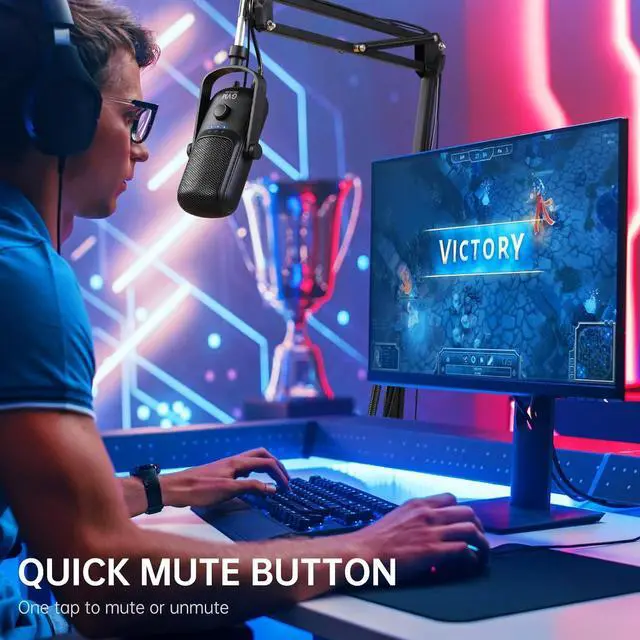 Alt view image 4 of 7 - GVM Condenser Microphone, USB Type-C Podcast Recording Microphone for Vocal Voice-Over Streaming Studio Metal Mic with Mic Mute Headphone Jack Monitoring Volume Control Vocal Mic for Singing YouTube