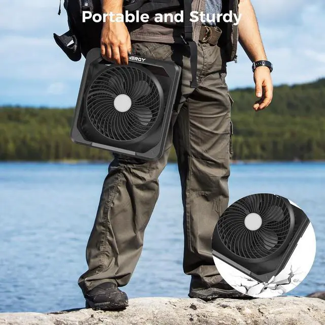 Alt view image 7 of 7 - Solar Fan with Lantern for Camping, Rechargeable Battery Powered Fan(21H cooling/67H lighting), Detachable Solar Panel, 3-Speed, 60°Pivot Cordless & Portable for Outdoor Travel RV Power Outage