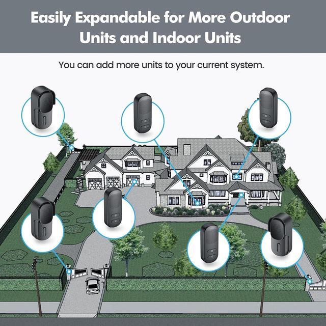 Alt view image 4 of 7 - Hands Free Wireless Intercom Doorbell for Home Classroom, Wuloo Two-Way Communicator Doorbell Chime with 1/2 Mile Distance 4 Volume Levels 10 Chimes Battery-Operated with Mute Mode1&1, Gray)