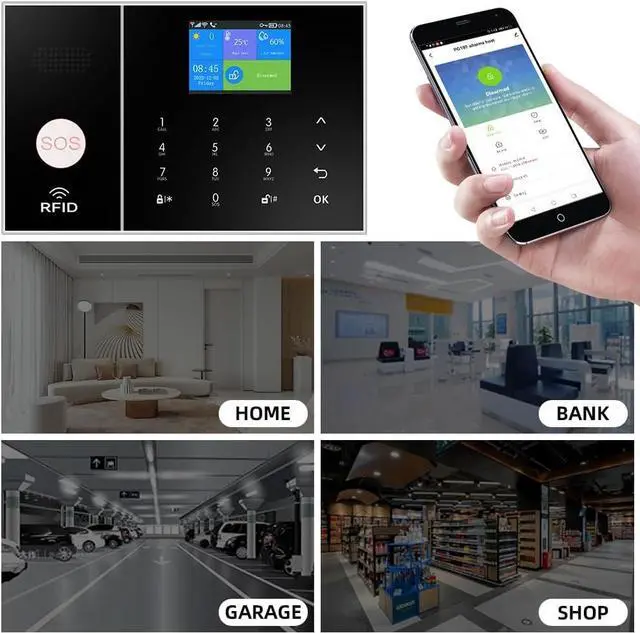 Alt view image 6 of 7 - Wireless Home Alarm System, DIY WiFi Alarm System for Home Security with APP Alert, 16-Piece-Kit (Motion Detector, Door Sensors, Remote Control, Siren), Compatible with Alexa and Google Assistant