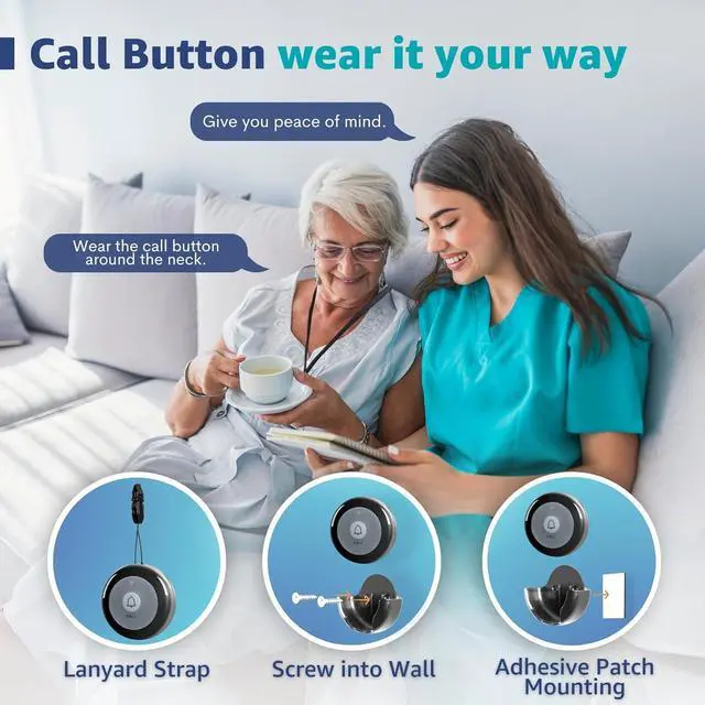 Alt view image 5 of 7 - Wireless Calling System Nurse Call System Caregiver Pager for Restaurant Clinic Nursing Home 7 Languages 8 Alert Tones, 10 Call Buttons and 1 Monitoring Unit for Patients Seniors Customer