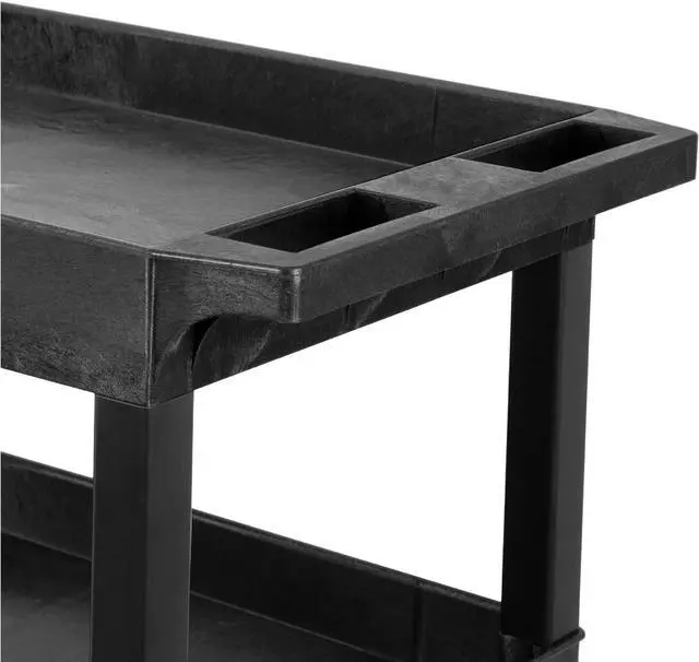 Alt view image 7 of 7 - Tubstr 4 Shelf Utility Cart Supports Up to 300 lbs - Heavy-Duty Plastic Service Push Cart with Deep Shelves and 4" Casters, for Offices, Warehouse Storage, Garage (Black, 35 x 18 x 50)