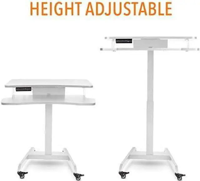 Alt view image 3 of 7 - Cruizer Premier Rolling Electric Podium Desk - Height Adjustable, Mobile Standing Desk with Wheels, Keyboard Tray, Programmable Control, Compact Design for Office, School, Home (Black)