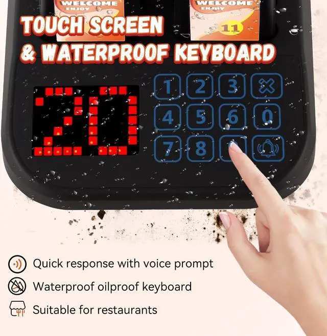 Alt view image 4 of 7 - Restaurant Pager System Wireless Calling System Social Distancing Buzzer Max 98 Nursery Pager Set Vibration Waiting Buzzers for Food Truck Church Clinic (20 Pagers (Updated Version 2))