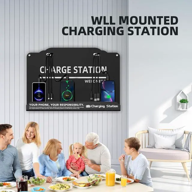 Alt view image 3 of 7 - Wall Mounted Cell Phone Charging Station Mobile Phone Charging Station | Fast Charging 8 Device | Compatible with iPhone ipad Smartphone Tablets Port | Great for Offices Hotel Hospital Airport