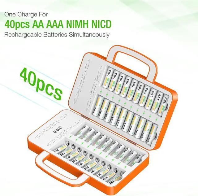 Alt view image 2 of 7 - 40Slot Battery Charger for 1/2/3...19/20/21...38/39/40 pcs AA AAA Rechargeable Batteries - Advanced Multiple Battery Charger - Handle Design(Batteries not Included)