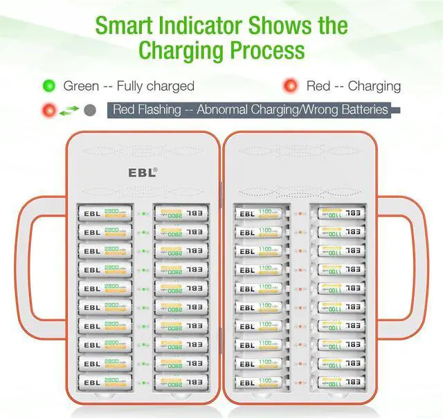 Alt view image 4 of 7 - 40Slot Battery Charger for 1/2/3...19/20/21...38/39/40 pcs AA AAA Rechargeable Batteries - Advanced Multiple Battery Charger - Handle Design(Batteries not Included)