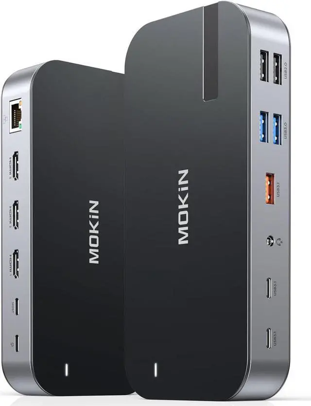 Main image of Laptop Docking Station,16 in 1 Docking Station USB C Dock Triple Monitor,USB C Docking Station with 3 HDMI,PD 100W, USB 3.1/3.0/2.0,RJ 45 Ethernet,SD/TF,Audio for Dell/h P/Lenovo,Matte Black