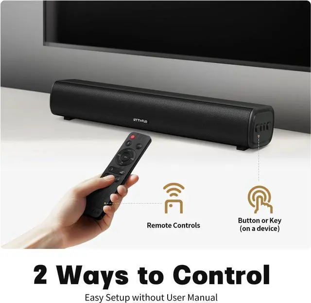 Alt view image 6 of 6 - Sound Bar for Smart TV, 16'/60W Soundbar with Impactful Bass, Dynamic Light and Remote Control, Wall Mountable TV Speakers Bluetooth/Optical/3.5MM AUX Gaming/PC/Projector by DT