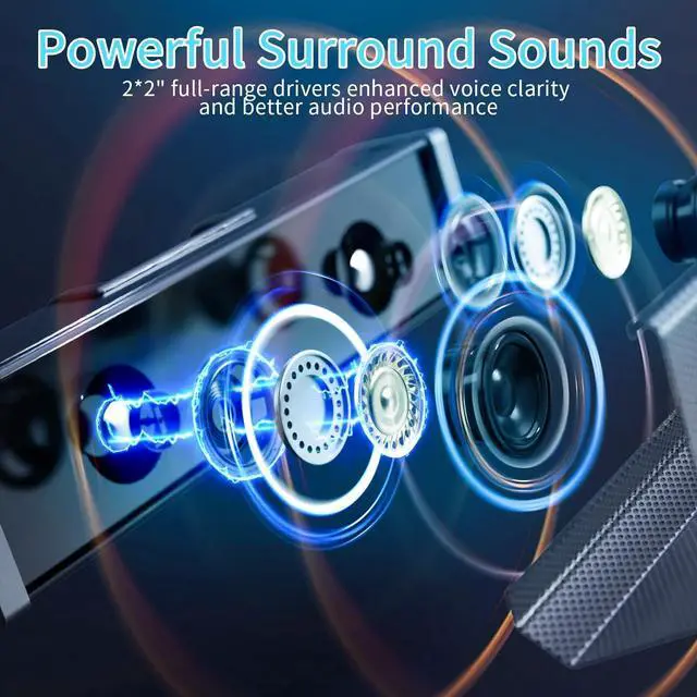 Alt view image 3 of 6 - TV Speakers, Home Theater Speaker Wireless Audio Sound bar TV Speaker + Bass Subwoofer, Bluetooth Enabled/Optical/AUX/COAXIAL Inputs/Remote Control