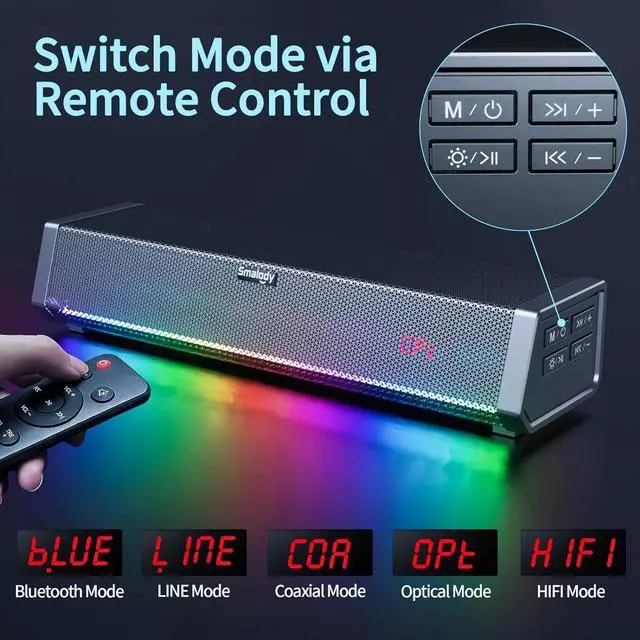 Alt view image 2 of 6 - TV Speakers, Home Theater Speaker Wireless Audio Sound bar TV Speaker + Bass Subwoofer, Bluetooth Enabled/Optical/AUX/COAXIAL Inputs/Remote Control