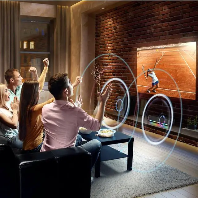 Alt view image 6 of 6 - TV Speakers, Home Theater Speaker Wireless Audio Sound bar TV Speaker + Bass Subwoofer, Bluetooth Enabled/Optical/AUX/COAXIAL Inputs/Remote Control