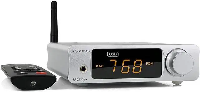 Main image of DX3 Pro+ LDAC Hifi Headphone Amplifier XMOS XU208 Bluetooth USB/Optical/Coaxial DSD512 32Bit/768kHz ES9038Q2M Stereo Audio DAC Amp with Remote Control (Silver)