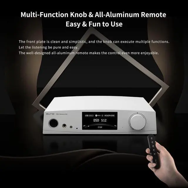 Alt view image 6 of 6 - aune S9c Pro DAC with Headphone Amp, 10MHz Clock Input, 32bit/768kHz/DSD512/MQA, Dual-DAC Chip, 6.35/XLR/4.4 Jack, PLL/Clock Sync Tech/Twin JFET, for PC/Speaker/Home Audio (Silver)