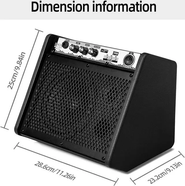 Alt view image 2 of 7 - Coolmusic DM20 20W Bluetooth Personal Monitor Amplifier Electric Drum Amplifier Speaker,Keyboard Speaker with USB Interface(Including E-Drum Noise-Reduction Cable)