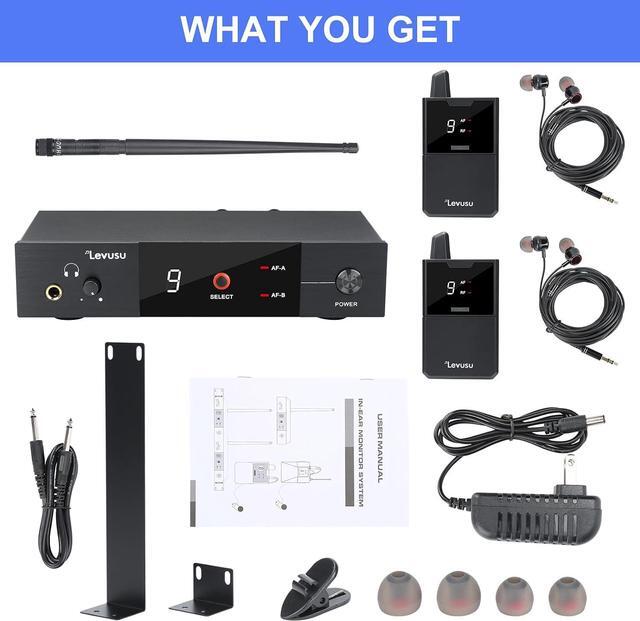 Alt view image 6 of 6 - Wireless in-Ear Monitor System with Earphone,180Ft, Rack Mount, Professional IEM Stereo System Transmitter and Beltpack for Studio, Guitar, Band Rehearsal, Live Performance (1 Bodypack)
