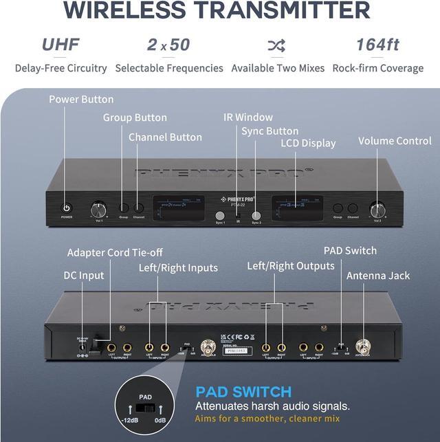 Alt view image 2 of 7 - PTM-11/PTM-22 MONO Wireless in Ear Monitor System Bodypack Receiver, Performance with Adjustable Frequencies