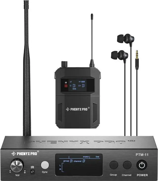Main image of UHF Mono Wireless in-Ear Monitor System, Metal Wireless IEM System, Bodypack Receiver, 50 Adjustable Frequencies, Separate Outputs, 164ft Operation, Suitable for Band and Studio (PTM-11)
