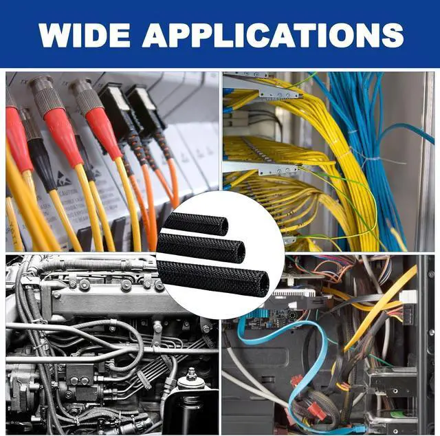 Alt view image 7 of 7 - Wire Loom for High-Temperature Automotive Harness and Home Cable Management, 25ft - 1.5 inch Braided Cable Management Sleeve Cord Protector, Self-Wrapping Split Wire Loom