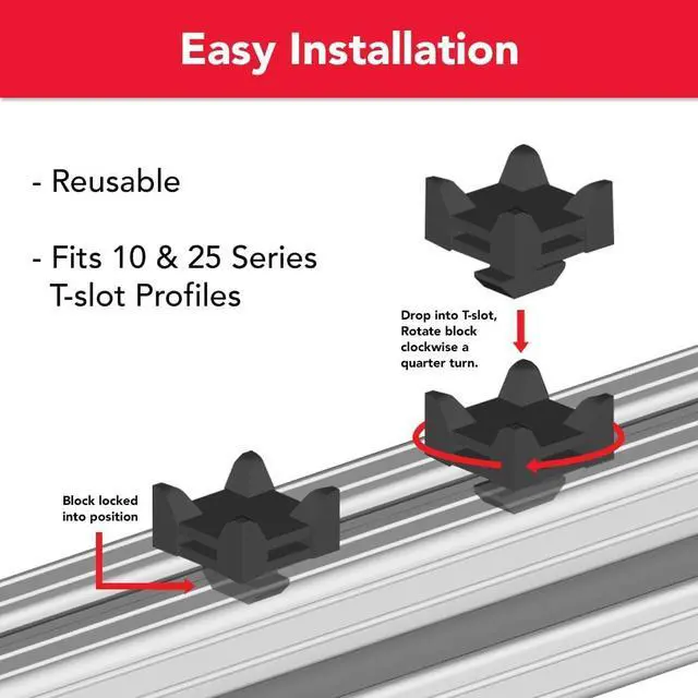 Alt view image 4 of 7 - 10 and 25 Series Nylon Cable Zip Tie Mounting Block 80/20 Cable Tie Mount for Wire Management (25 Pack)