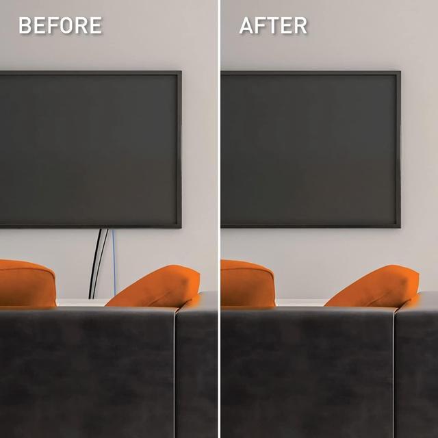 Alt view image 2 of 7 - CMK70 In Wall TV Power Grommet Kit, Cable Management Kit, Mounting Brackets, Fish Tape, and Hole Saw Included, White (1 Pair)