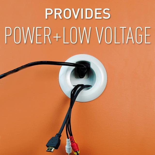 Alt view image 3 of 7 - CMK70 In Wall TV Power Grommet Kit, Cable Management Kit, Mounting Brackets, Fish Tape, and Hole Saw Included, White (1 Pair)