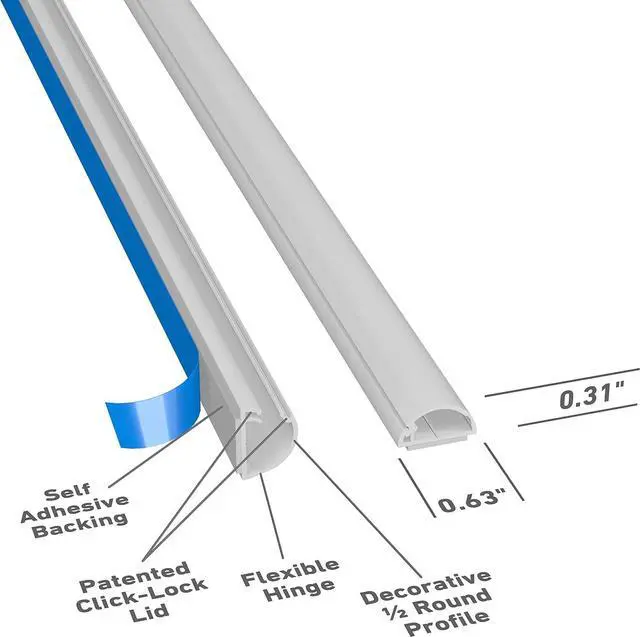 Alt view image 2 of 7 - Cord Cover Kit, 30FT Self-Adhesive Wire Hider, Cable Raceway to Hide Wires on Wall, Cable Management - 6 x 5FT Channels and Accessories (0.78in (W) x 0.39in (H), Stainable Wood-Effect)