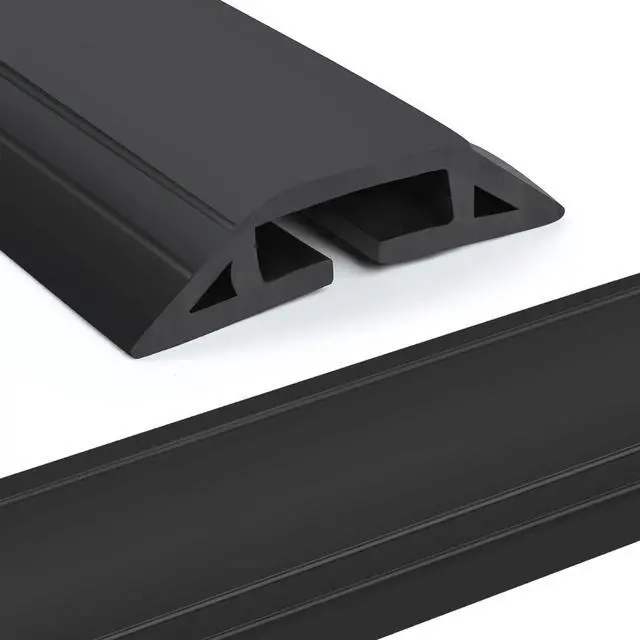 Main image of 10 ft Floor Cord Cover Heavy Duty Cable Protector, Easy to Unroll, Prevent Trip Hazard for Home Office or Outdoor Settings (Black - 2pcs)