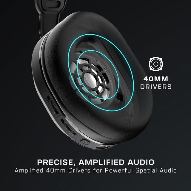Alt view image 6 of 7 - 600 Wireless Multiplatform Amplified Gaming Headset for PC, PS5, PS4, Nintendo Switch, Mobile  Bluetooth, 80-Hr Battery, Noise-Cancelling Flip-to-Mute Mic, Waves 3D Audio  Black