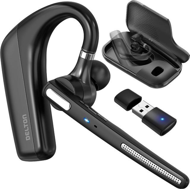 Bluetooth Headset with Noise Cancelling Microphone Bluetooth Earpiece with Charging Case Auto Pair USB Dongle for PC Laptop Compatible with MS Teams Zoom Google Meet and More Black Newegg