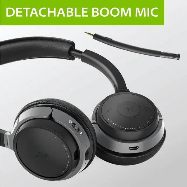 Alt view image 3 of 7 - Alto Clair aptX HD Bluetooth Headset with Microphone, Mute Function, Clear Talking, Hi-Fi Music, Low Latency, Wireless Headphones with Charging Base for Computer, PC, Laptop, Skype, TV