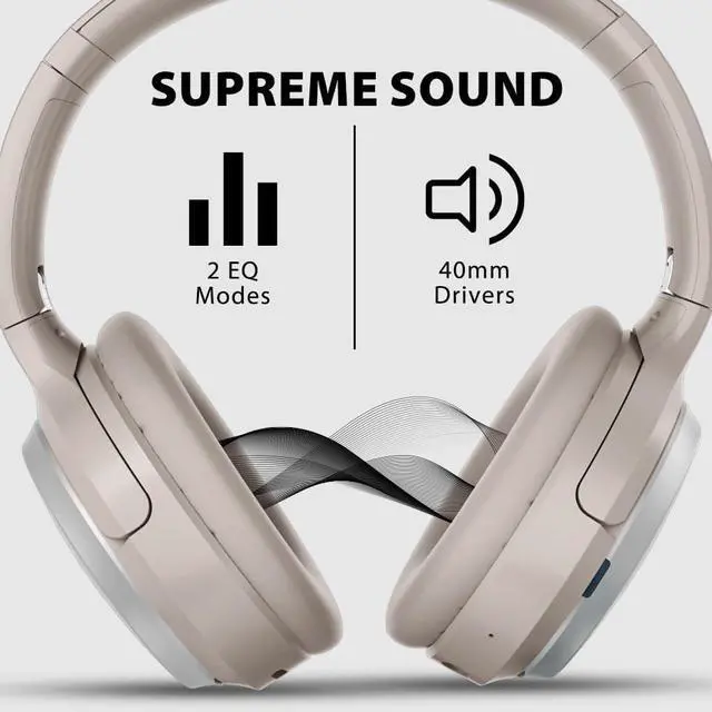 Alt view image 6 of 7 - Eon - Bluetooth Headphones with Detachable Noise-Canceling Mic & Charging Stand for Music & Calls on PC Phone, Wireless & Wired Over Ear Headset with ANC, Replaceable Battery & Roomy Earpads