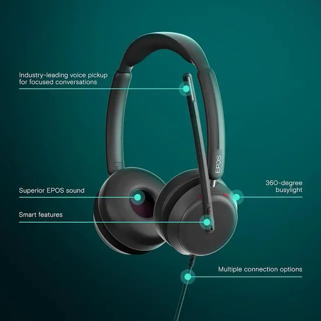 Alt view image 2 of 7 - Impact 860 Dual-Sided Wired Headset with USB-C/USB-A, Noise-Canceling Mic, Super Wideband Audio, Comfortable Fit, Ideal for Business Calls, Office Use, and Multi-Device Compatibility.