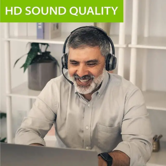 Alt view image 2 of 7 - Alto Clair aptX HD Bluetooth Headset with Microphone, Mute Function, Clear Talking, Hi-Fi Music, Low Latency, Wireless Headphones with Charging Base for Computer, PC, Laptop, Skype, TV