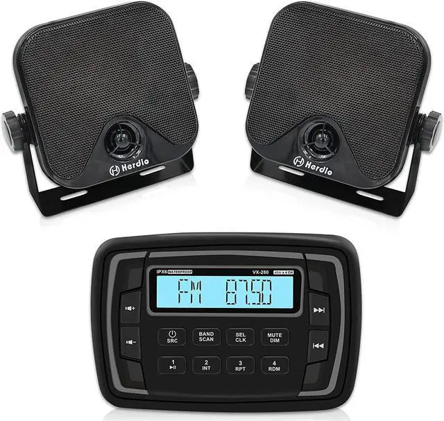 Main image of 4 Inches Waterproof Marine Speakers Compatible with Bluetooth Car AM/FM Radio Stereo Receiver for Polaris Ranger XP900 Golf Cart UTV ATV Motorcycle Boat Heavyduty Powersports Car Vehicles